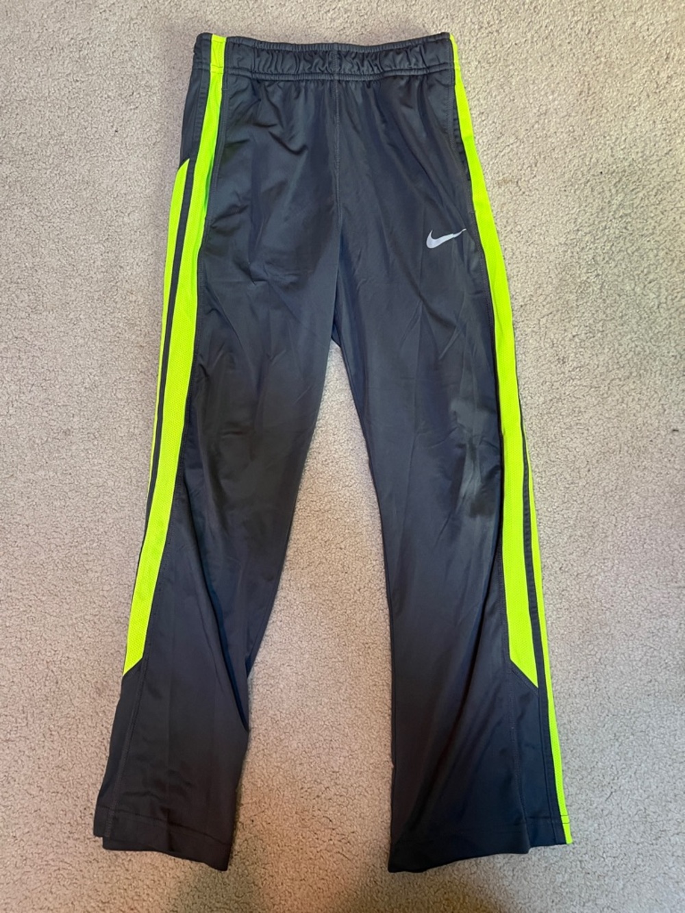 Nike Grey Track Pants with Neon Green Side Panels